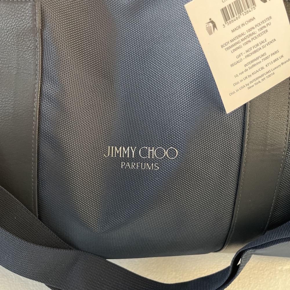 Jimmy Choo Parfums Navy Duffle Weekender Bag W/ Shoulder Strap Travel Tote New - Picture 9 of 16